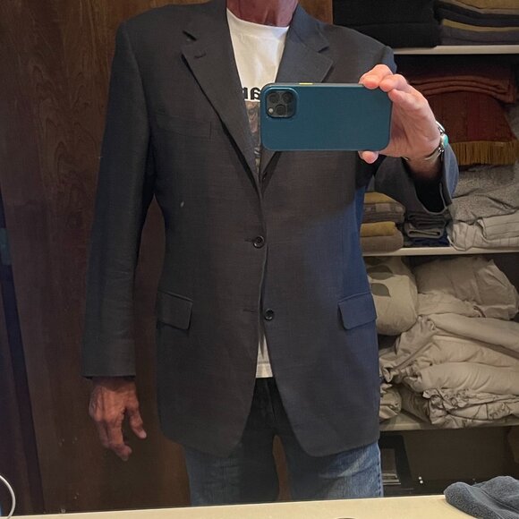 Vintage 1990's Canali Men's Grey/Blue Tailored Jacket - Picture 1 of 8